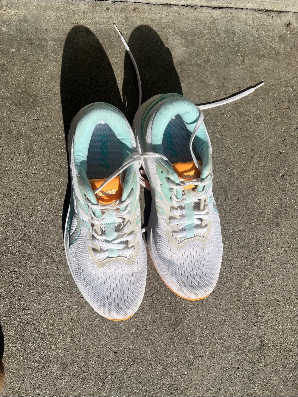 Asics White Mint & Orange Women's Running Shoes